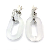 MPR x THE IMAGINARIUM: Double Bubble Drops in Frosted Clear Opaque+SIlver Two-Tone on Silver Posts