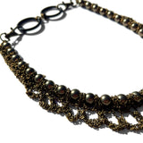 MPR x THE IMAGINARIUM: Bronze Drip Crochet Chain Swarovski Pearl Necklace