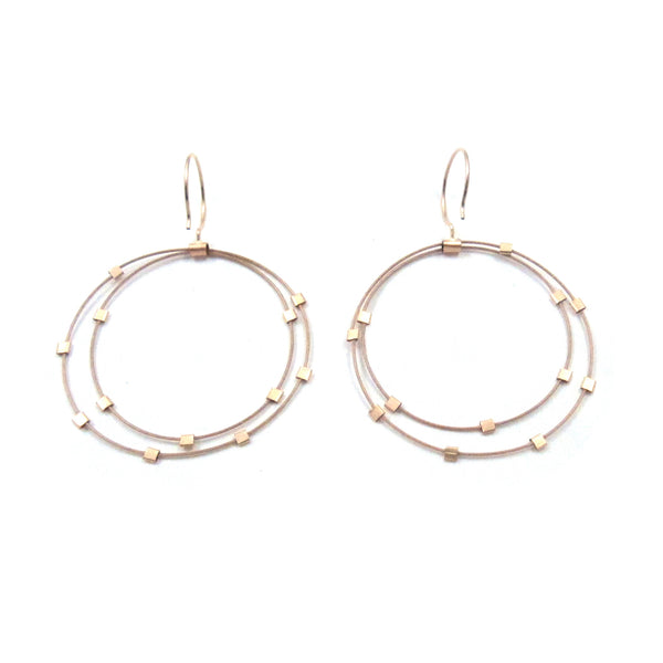 Tab Hook Earrings Gold Cable with Silver Hardware / Pair